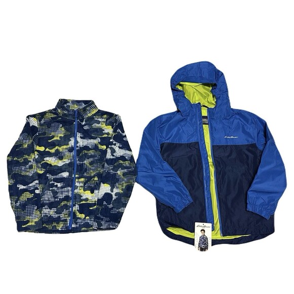 NEW Eddie Bauer Boys Small 7/8 Lone Peak 3-in-1 Jacket Fleece Lined Blue Camo - Picture 3 of 10